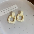 Matte light yellow twisted geometric earrings in a vintage minimalist French style - Pale Yellow (A379)