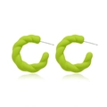 Matte neon green twisted C-shape hoop earrings with a minimalist geometric design - Neon Green (A395)