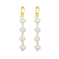 Vintage Baroque irregular pearl drop earrings with elegant golden knot studs - Knot Top Four Pearl Drop Style (A535)