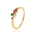 Anillo ajustable de oro para mujer con circonitas de colores engastadas a mano - Clúster de Piedras Preciosas Multicolor