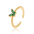 Pendiente de cartílago mariposa dorado con piedras verdes y cuentas finas - Mariposa de Circón Verde Dorado