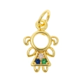 Golden girl pendant with colorful gemstones for DIY necklaces and handmade jewelry - Girl Shape (P35-9)