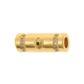 Gold evil eye cylinder pendant with micro-pave cubic zirconia for DIY jewelry making - Evil Eye Style (P49-1)