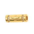 Golden micro-p镶 zircon cylinder charm with cross pattern and crystal details for DIY jewelry - Cross Style (P49-3)