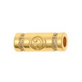 Gold-plated cylindrical charm with smiley face and cubic zirconia for DIY jewelry - Smiley Face Style (P49-4)