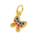 Exquisite gold butterfly pendant featuring vibrant multicolored micro-pave gemstones - Butterfly Shape (P35-1)
