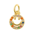 Smiley face pendant with rainbow colorful cubic zirconia and gold plating for jewelry DIY - Smile Face Shape (P35-3)