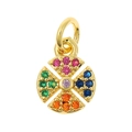 Colorful zircon geometric circle pendant with gold plating for DIY jewelry making - Geometric Disk Shape (P35-4)