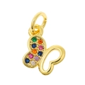 Golden butterfly jewelry pendant with colorful inlaid stones and hollow wing design - Hollow Butterfly Shape (P35-6)
