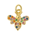 Rainbow cubic zirconia honey bee pendant in gold finish for DIY jewelry necklaces - Bee Shape (P35-7)