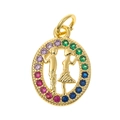 Gold-plated copper pendant featuring dancing couple silhouette and multi-color zircons - Lovers Silhouette Style (P38-5)