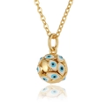 Collier doré avec pendentif boule évidée œil maléfique et émail coloré sur fond miroir - Émail Blanc Bleu Noir (D671-7)