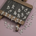 Sparkling crown letter pendant necklaces in silver finish with pavé set zircon stones - A (Pendant) / Silver