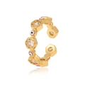 Detail of gold evil eye ring with hexagon frame, purple enamel and white zircon stones - Adjustable Open / Purple Style (J804-2)