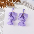Floral petal earrings in light purple with 3-layer design for summer vacation look - Purple