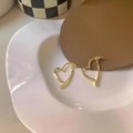Elegant gold-plated crossed heart-shaped drop earrings for women in a minimalist design - Gold Crossover Heart Style (A476)