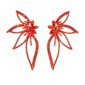 Exaggerated golden butterfly earrings with vibrant red rhinestones on white background - Gold/Red Rhinestone (A1229)
