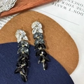 Elegant gold drop earrings featuring gradient marquise crystals in leaf fringe design - Gray Black Gradient Style (A1416)