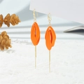 Orange petal tassel earrings with gold chains and rhinestone hooks in high resolution - Tulip Petal Tassel Style (A1439) / Orange Red