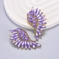 Detailed macro view of purple marquise crystal wings earrings on a white pedestal - Purple Wings Style (Style B Purple Rhinestone)