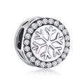 Funkelnder Kristall-Schneeflocken-Charm aus S925 Sterlingsilber für DIY-Schmuck - Silber Hohle Runde Schneeflocke (006)