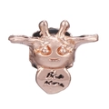 Rose gold giraffe charm with heart pendant and Be Mine engraving for bracelets - Rose Gold Be Mine Giraffe Heart Charm (034)