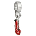 Silver bead charm with red and white polka dot high heel pendant for DIY charm bracelets - Red Polka Dot Heel (008)