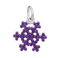 Detaillierter silberner Schneeflockenanhänger mit lila Kristallen für DIY-Charm-Armbänder - Silber Lila Strass Schneeflocke (008)