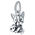 Ciondolo bulldog francese in argento con pallone da calcio per bracciali fai da te - Bulldog Francese Con Calcio (005)