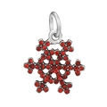 Funkelnder silberner Schneeflocken-Anhänger mit roten Kristallen für DIY-Halsketten - Roter Strass Schneeflocken-Charm (010)