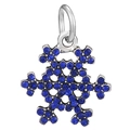Funkelnder silberner Schneeflocken-Anhänger mit tiefblauen Kristallen für DIY-Schmuckdesign - Blauer Edelstein Runde Schneeflocke (012)
