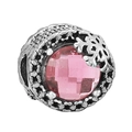DIY Schneeflocken-Anhänger mit rosa facettiertem Edelstein für Armbänder - Rosa Edelstein Schneeflocke Perle (013)
