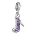 Silver high heel charm with purple crystal pavé for DIY beaded jewelry projects - Purple Stone Heel (015)
