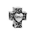 Vintage silver cross charm with family engraved heart for modular bracelets - Normal Specification / Family Cross Style (28)