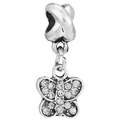 Pendentif papillon en argent avec zircons scintillants pour bracelets et bijoux DIY - Papillon Pavé Clair Argent (016)