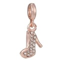 Rose gold high heel charm bead with sparkling crystals for DIY charm bracelets - Rose Gold Pave Zirconia High Heel Charm (032)