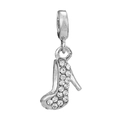 Pendentif escarpin en argent avec zircons blancs pour bracelets en perles à faire soi-même - Charme Talon Haut Argenté Tout Strass (029)