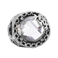 Silver snowflake alloy charm bead with a clear faceted crystal for DIY bracelets - 033 / Standard Spec