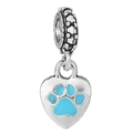Ciondolo a cuore in argento con impronta blu, perla incisa S925 per bracciali gioielli - Ciondolo Cuore Impronta Blu (018)
