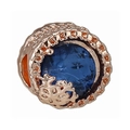 Roségoldene Schneeflocken-Perle mit tiefblauem Kristall für DIY-Schmuckarmbänder - Roségold Tiefblau Stein Schneeflocke (024)