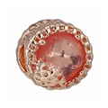 Roségold-Perle mit Schneeflockenmuster und orange-rosa Edelstein-Inlay für Armbänder - Roségold Orange Rosa Stein Schneeflocke (026)
