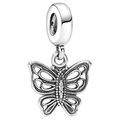 Pendentif papillon creux en argent avec zircons brillants pour bracelets à breloques - Papillon Pavé Creux Argent (028)