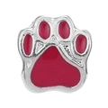 Ciondolo a forma di zampa d'argento con smalto rosso per gioielli e bracciali DIY - Impronta Rossa (024)