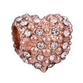 Sparkling rose gold heart charm with pavé crystals for DIY bracelets jewelry - Gorgeous Rose Gold Full Diamond Heart Bead (18)