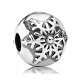 Silberne Schneeflocken-Hohlperle mit Retro-Relief für Armband- und Halskettenherstellung - Silber Schneeflocken-Relief-Perle (034)