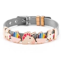 Silver mesh bracelet featuring rose gold buckle and colorful unicorn enamel charms - Silver Unicorn Style (DL003)