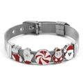 Bracciale natalizio in maglia d'acciaio con ciondoli Babbo Natale su sfondo bianco puro - Bracciale Calza Di Natale Argentato (DL005)
