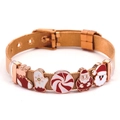 Bracciale in maglia milanese oro rosa con ciondoli natalizi colorati e charms - Bracciale Babbo Natale Oro Rosa (DL006)