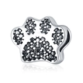 Ciondolo a zampa d'animale in lega d'argento lucido per bracciali DIY e gioielleria - Perla Impronta Argento Nero (036)