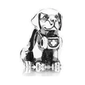 Ciondolo a forma di cane in argento con barile di salvataggio per bracciali DIY - Cane Con Barile (037)